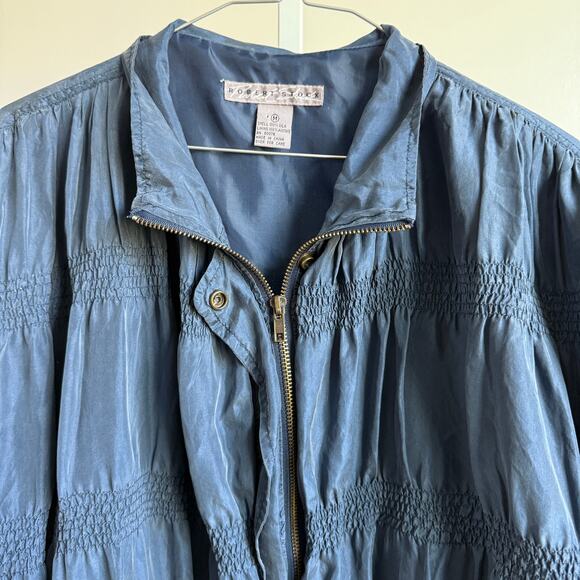 Robert Stock sz M blue 100% silk VTG 80s unique bombers Jacket - Picture 2 of 7